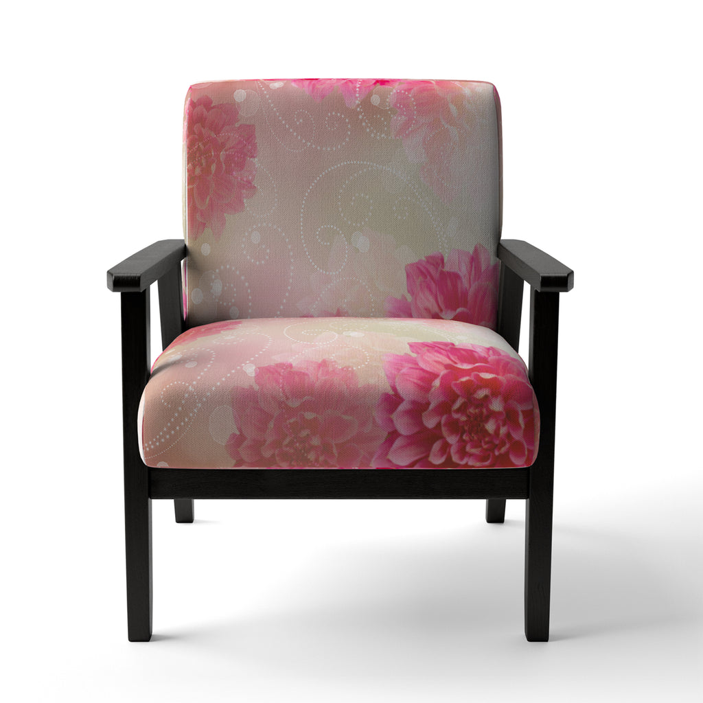 Pink Flowers Abstract Modern Art Upholstered Accent Chair and Arm Chair S846