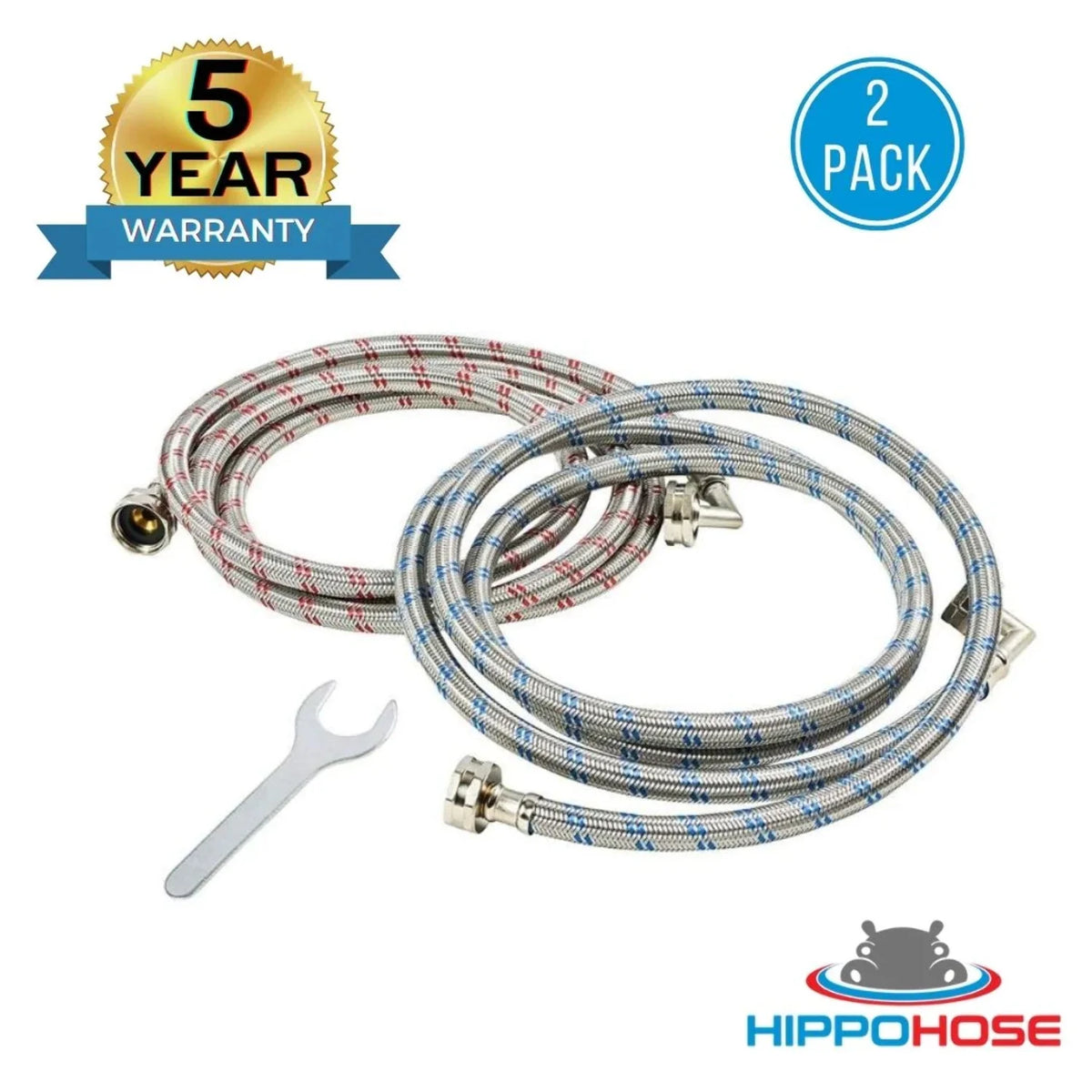Washing Machine Hoses 4FT 2 Pack Braided Stainless Steel O55947
