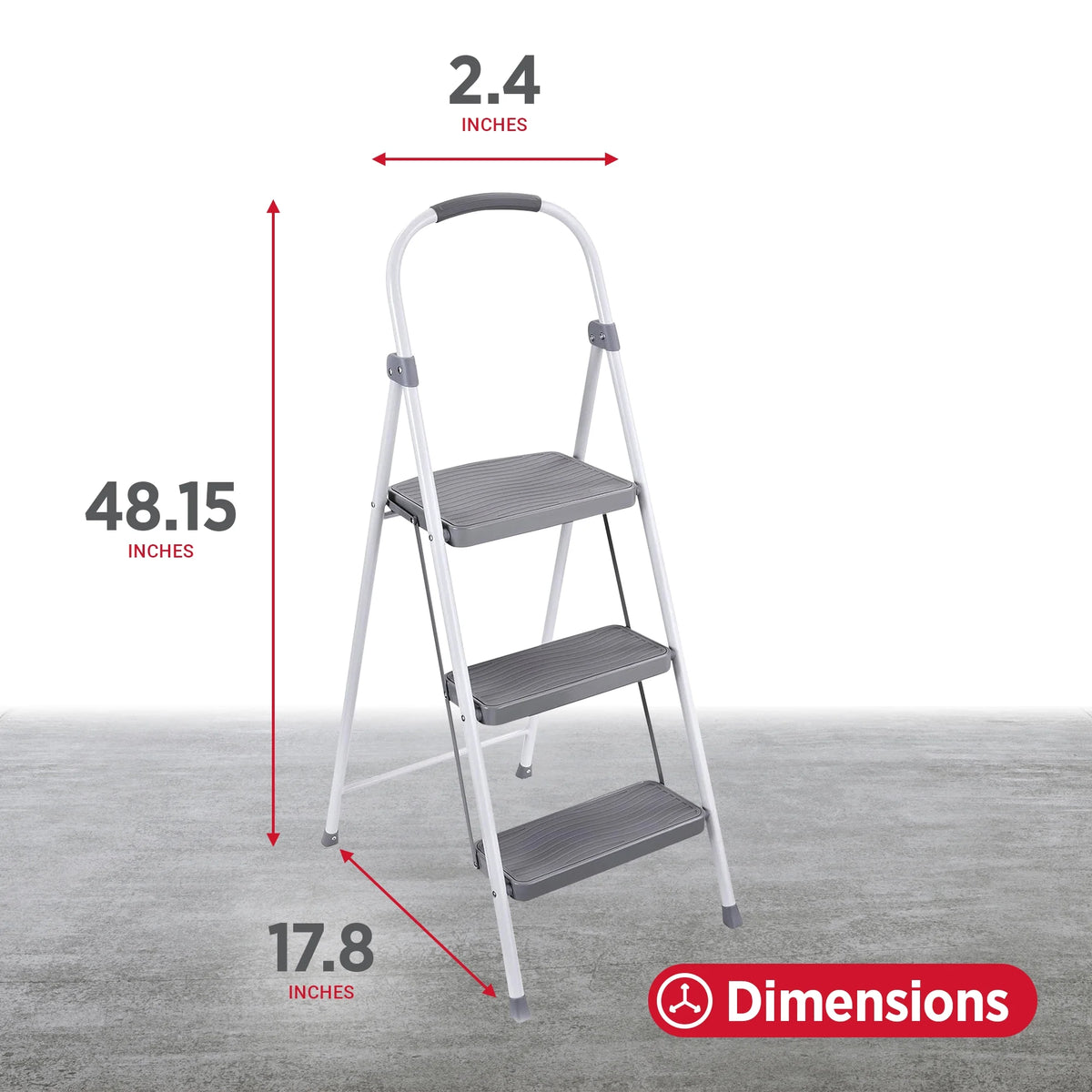 3 Step Folding Steel Step Stool, White V895