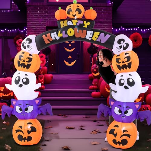 8 FT Halloween Inflatable Pumpkin Archway with LED Lights A983