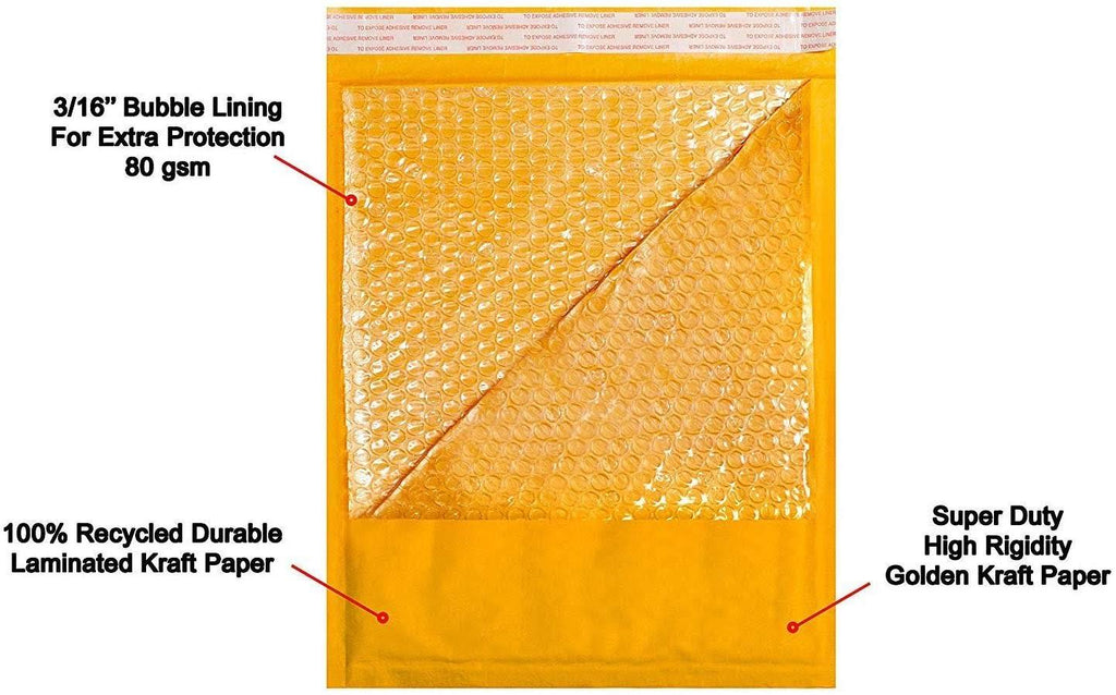 300 Pack Kraft Self Seal Bubble Mailers Padded Envelopes 10.5x22 x 15x22 R51868