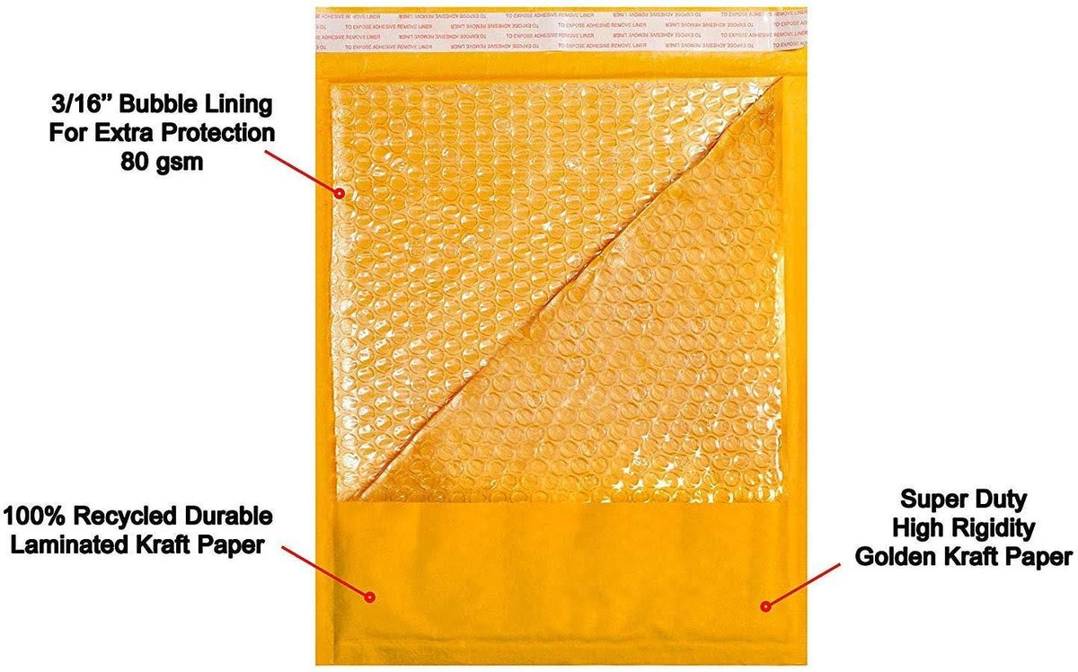 300 Pack Kraft Self Seal Bubble Mailers Padded Envelopes 10.5x22 x 15x22 R51868