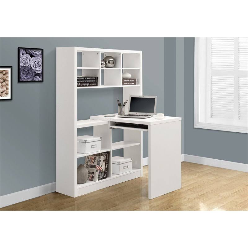 White Computer Desk with Bookcase U322