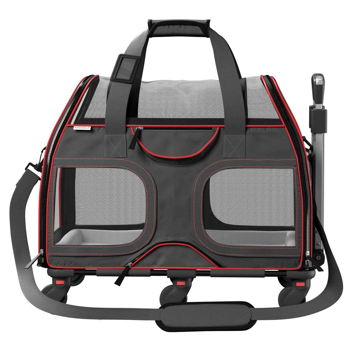 Pet Carrier with Removable Wheels and Double Telescopic Handle G80517