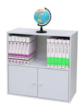 White Wood 2-Tier 2-Door Bookcase Z68476
