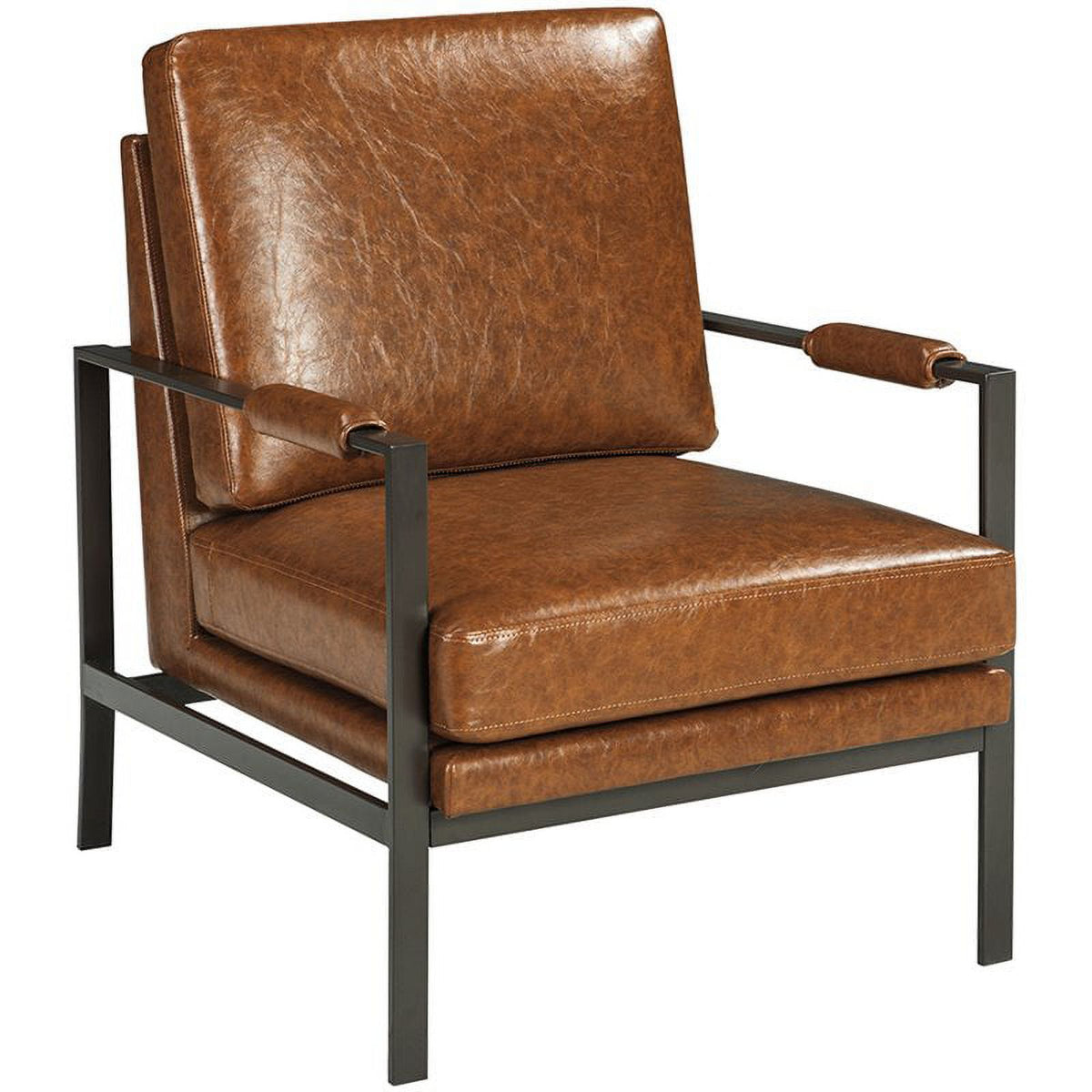 Brown Faux Leather Accent Chair Set B8666