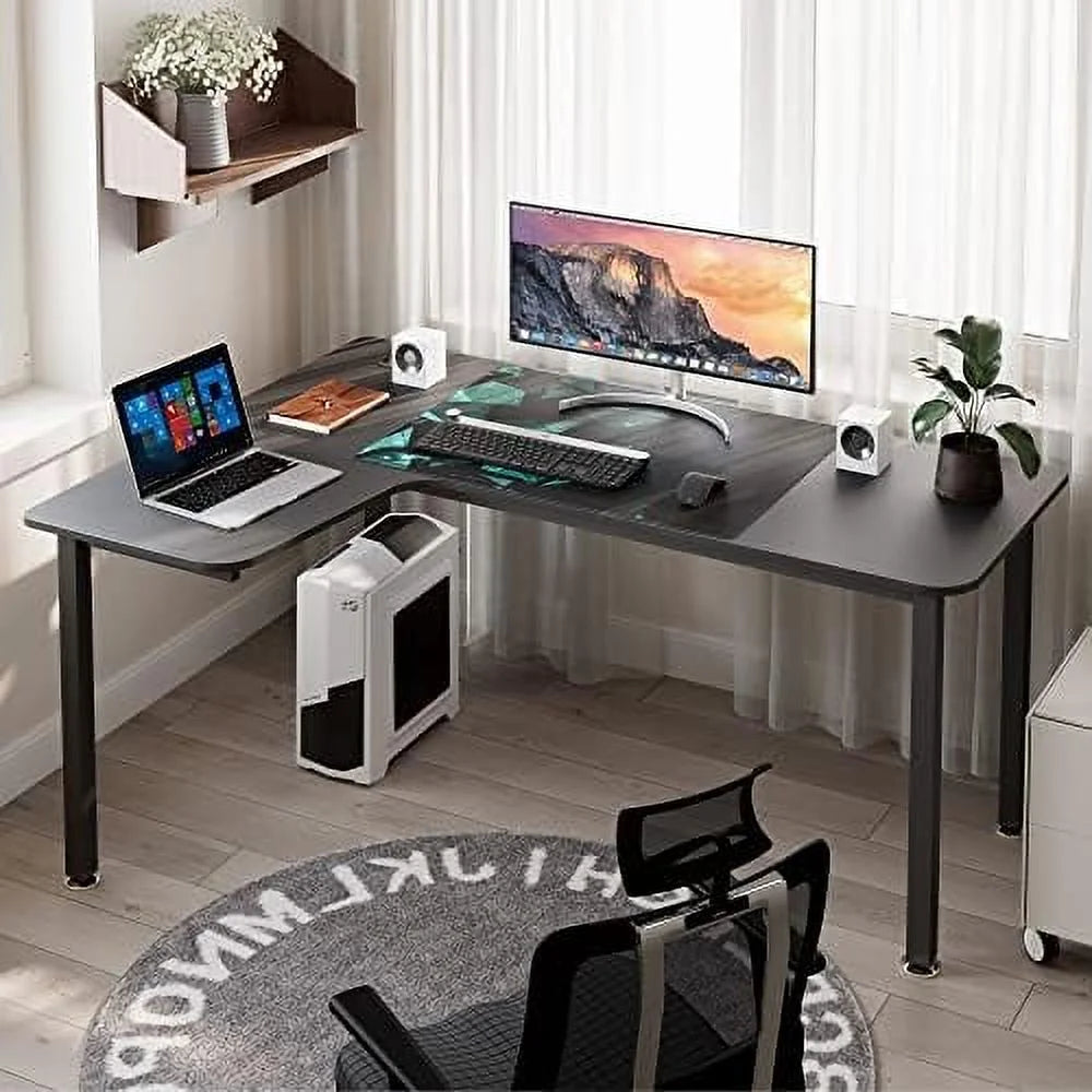 61 Inch L Shape Computer Corner Desk with Mouse Pad Brown K859920